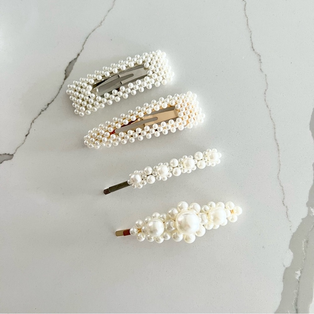 Pearl Hair Clips - set of four